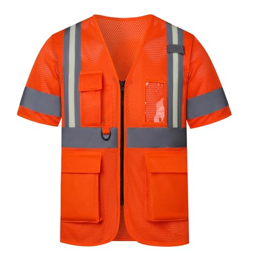 Image of Reflective Mesh Vest Class 3,with Pockets and Zipper
