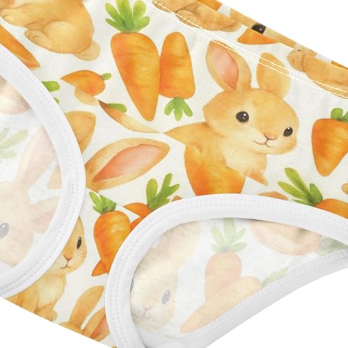 Joisal Cotton Toddlers Underwear Floral Cute Rabbits Carrots White Cute Panties Girl Bright Briefs Girls Undies 2t4