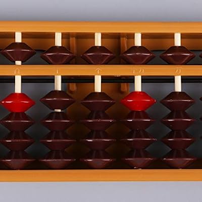 Portable Japanese 13 Digits Column Abacus Soroban Caculating School F Abacus for Kids Math for 6 Years Workbook, Brown Beads
