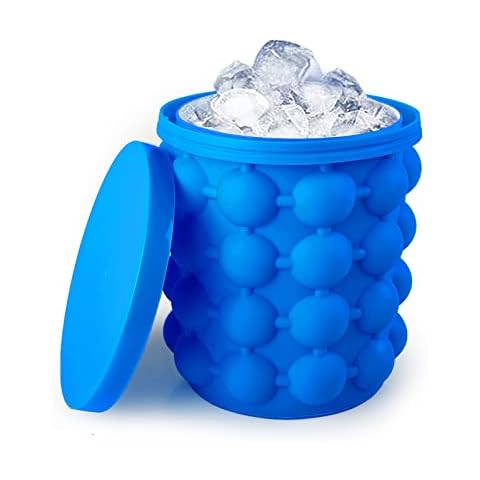 Aoutrow Ice Cube Mold, Silicone Ice Bucket Ice Cup with Lid (2 in 1), Press Type Easy-Release Ice Trays Ice Cube Maker for Frozen Cocktail, Whiskey, Beverages Cover