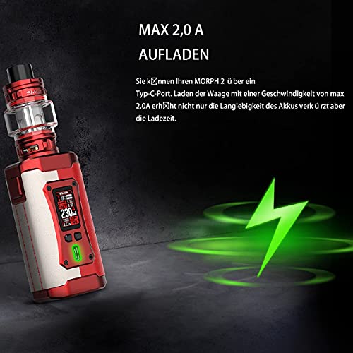 E Zigarette, Smok 230W MORPH 2 KIT mit 7,5 ml TFV18 Verdampfer Tank und 2 * wiederaufladbaren Efest-Batterien… – Bild 5