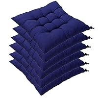 Lot de 6 coussins de chaise avec rubans - 40 x 40 x 5 cm