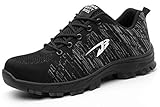  Zapatos de Seguridad para Hombre con Puntera De Acero Mujer Calzado De Trabajo Zapatillas de Deportivos Transpirables Construcción Botas Trekking Negro Azul Gris Verde Rosa Black 37EU