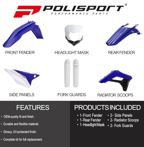 Polisport Motocross (MX) Replica Plastic Enduro Kit for Sherco SE(R)/SEF(R) (2017-23) Dirt Bike – OEM Quality, Durable, Flexible & Perfect Fit – Blue/White/Black by Polisport - Image 4