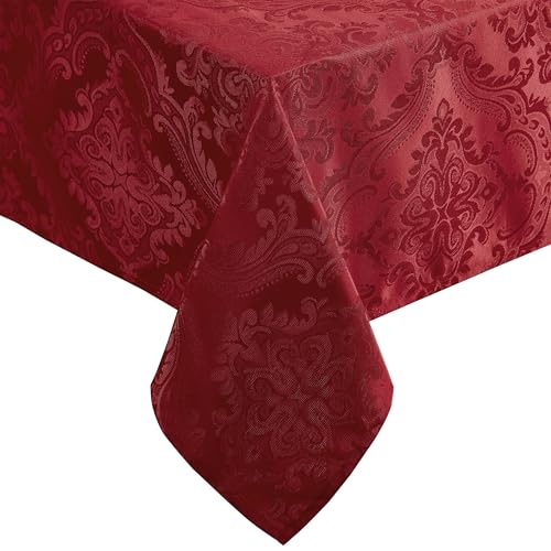 Elrene Nappe damassée en Polyester, Rouge, 132,1 x 132,1 cm (carrée)