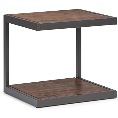Simpli Home Erina Solid Acacia Wood and Metal 24 inch Wide Rectangle Modern Industrial End Side Table in Rustic Natural Aged Brown