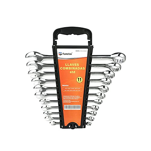 Set De Herramientas, Tools FUMETAX Juego de Llaves Combinadas SAE 11 Piezas Pulido Espejo con Organizador,SW-81100502
