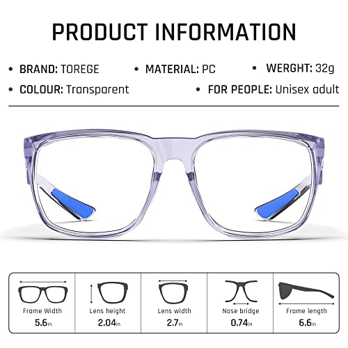 Torege Stylish Safety Glasses For Men, Safety Goggles Eye Protection Scratch Resistant With Anti-Fog And Anti-Blue Light Lens For Nurses Women(C4-Transparent Purple&Blue) #TOP7