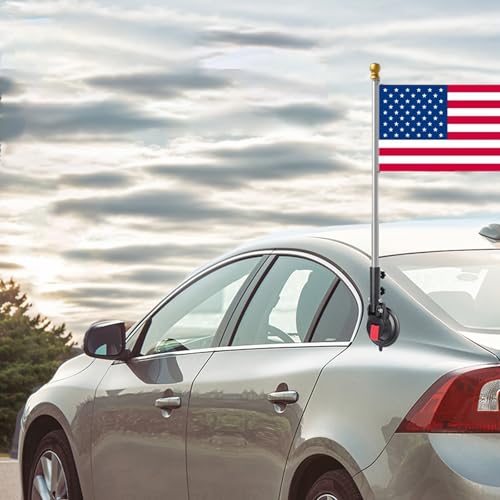 Support de drapeau de voiture à ventouse robuste et mât traité anticorrosion - 3
