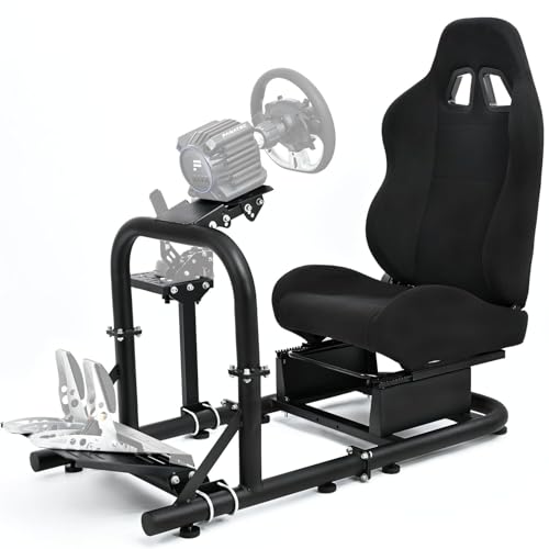 Marada Steering Wheel Stand with Seat Super Stable Racing Simulator Cockpit Adjustable Fits for Logitech G923 G25 G920,Thrustmaster T300RS csl TX,Fanatec Racing;Wheel,Shifters and Pedals Not Include
