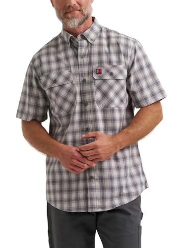 Wrangler Riggs Workwear Men's Short Sleeve Foreman Plaid Work Shirt,