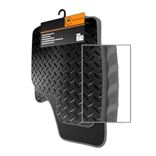 FCM - Tailored Rubber Car Mats - Fits Jeep Avenger (Electric) 2023-2025 - HEAVY DUTY 3mm - Anti Slip Mat - Waterproof & Durable Floor Protection - Grey Trim - 4 Piece Set - 2 Clips