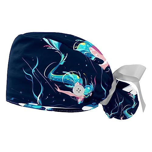Berret Bouffant VERED Contre la Sueur Bonnet de Travail Réglable Motif Sirène