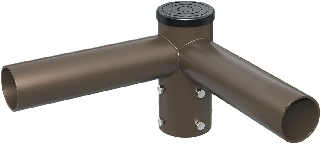90 Degree Square Horizontal Tenon Adaptor with 2 Arms for 4" Square Pole,Top Tenon for 2 3/8" Slip Fitter Mount Led Shoebox Light 2 Fixture