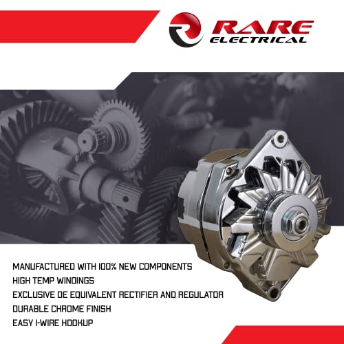 Rareelectrical New Chrome Chevy Alternator Compatible With 110 Amp 3-Wire Or 1-One Wire Setup 65-85 Self Exciting By Part Number 7127Ch #TOP3