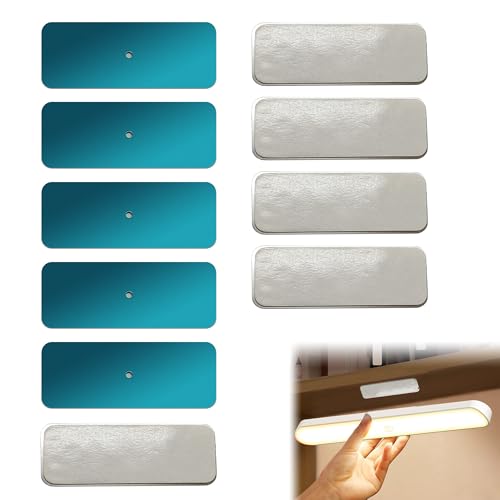 Vierone 10pcs Metal Adhesive Magnetic Strips for Sticky Magnetic Pads Under Cabinet Lights Magnetic Strip Metal Adhesive Plate Replacement Magnet Sticky Tape for Magnetic LED Lights