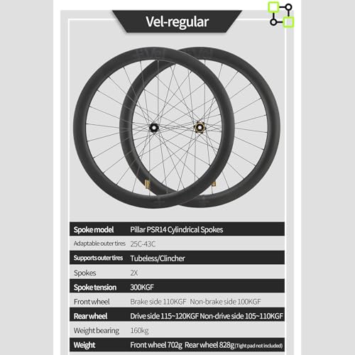 MEROCA VEL Rennrad-Laufradsatz aus Carbon für 700C Drahtreifen