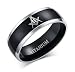 8MM Titanium 2 Tone Black Plated Domed Masonic Ring Bands for Freemason, Size 11