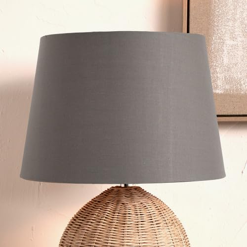 Tapered Cotton Lamp Shades for Table Lamps and Floor Lamps | Cone Modern Shades for Living Room | Contemporary Drum Light Shade Lampshades Only (Grey, 25cm Diameter) — image 1