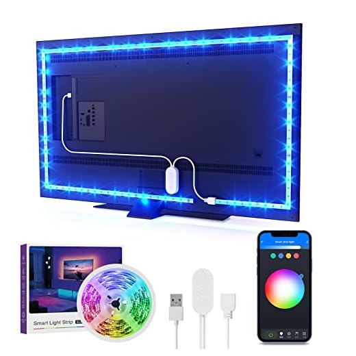 GHome Smart TV LED Backlight, 9.2ft WiFi Strip Light Compatible with Alexa & Google Assistant, App Control, Music Sync 16 Million RGB Color Changing Dimmable for 30-60in TV PC, Home Lighting Decor