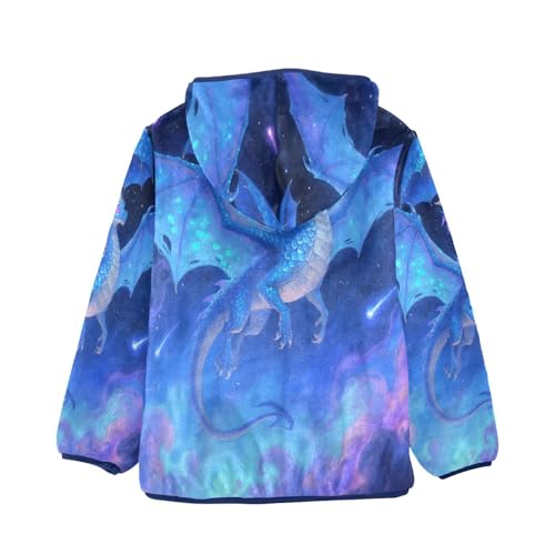 Dragon Flying under Umbrella Toddler Fleece Jacket Girl Boys Hooded Fleece Jacket Coat Warm Outwear Zip-up 3-10T2