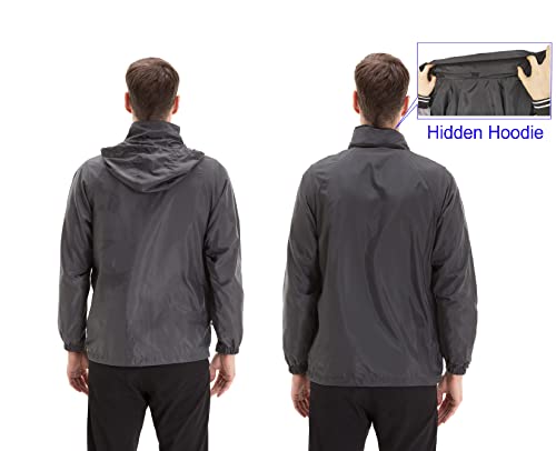 Trailside Supply Co. Mens Windbreaker Jackets Lightweight Packable Jacket,Windproof And Dustproof Dark Grey Size Xl #TOP1