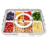 Divided Serving Tray with Handle, 8 Compartment Snackle Box Container, Travel Charcuterie Board with Lid for Kids and Adults, Snack Tray