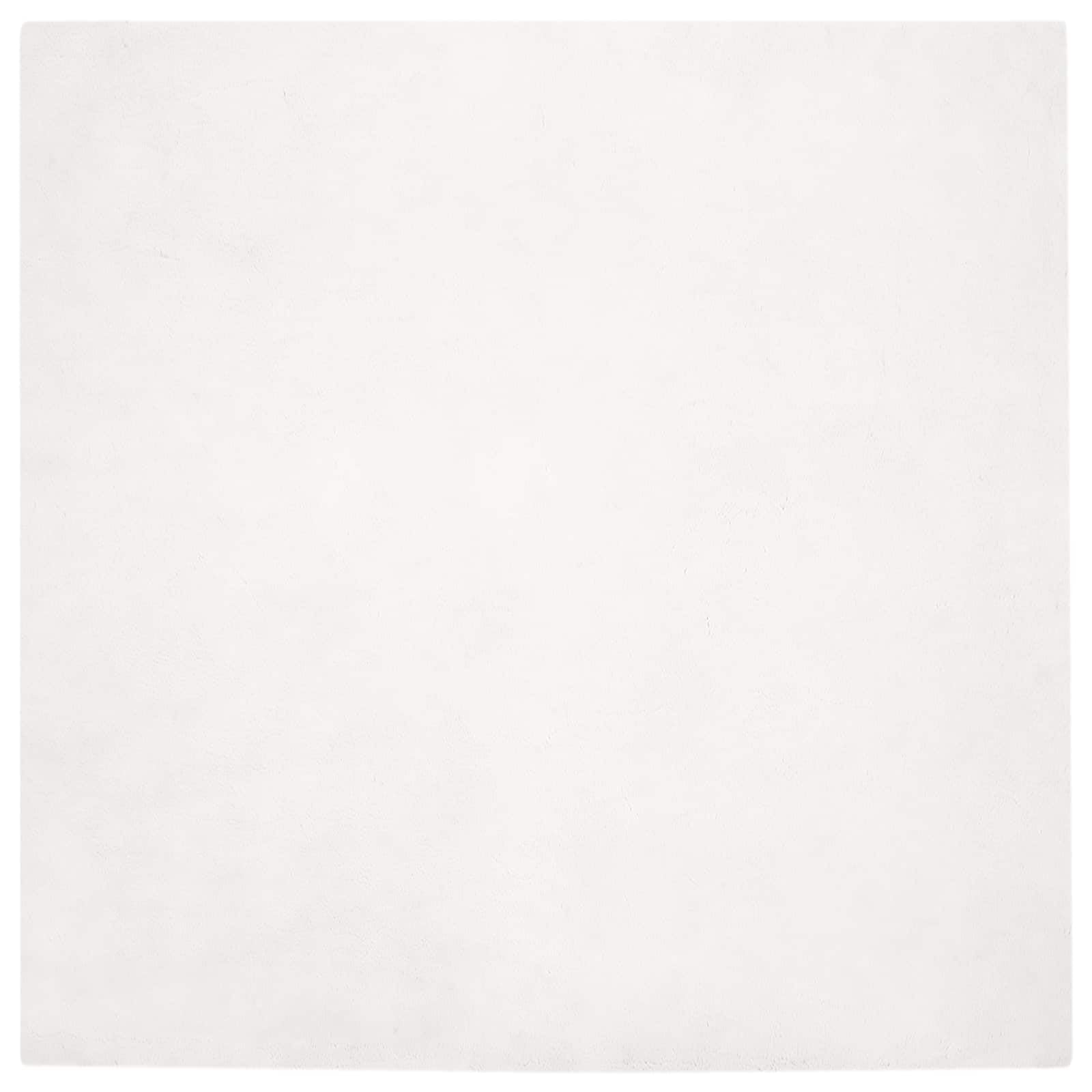 Kunstfell-Teppich OLITE 240x240 cm Weiß, Rutschfester Großer Kuschelteppich in Kunstkaninchenfell-Optik, Weicher Flauschiger Wohnzimmerteppich für Schlafzimmer und Flur