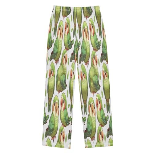 Green Bird Parrot Boys' Pajama Bottoms Boys Pants Soft PJ Bottoms Comfy Lounge Long Pants with 2 Pockets