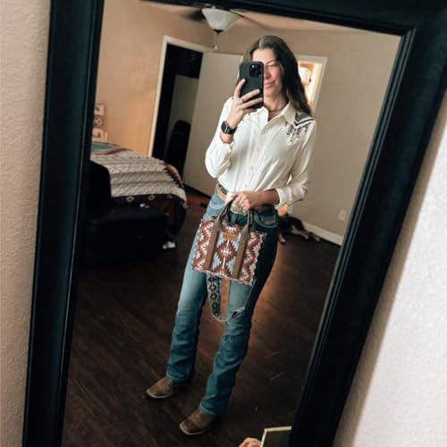 Image of Montana West X Wrangler Tote Bag for Women Boho Aztec Shoulder Purse Top Handle Satchel Handbag