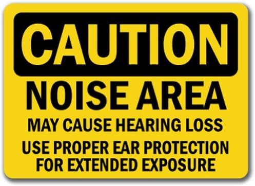 Caution Noise Area May Cause Hearing Loss Warning Sign 8"x12"