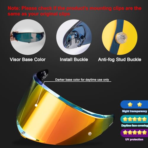 Image of PSLER Shatterproof Motorcycle Helmet Visor for K6 K6s,Deep Red | Impact-Resistant ,UV400 Protection, Tinted Face Shield for K6 K6s,Helmet Accessories Replacement