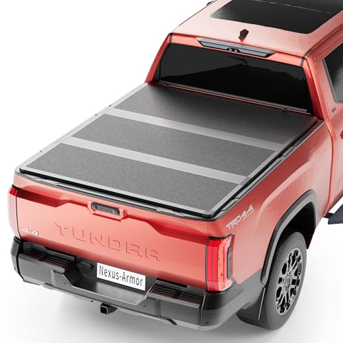 Nexus-Armor Hard Tri-Fold Tonneau Cover Fits for 2022–2025 Tundra 5'6' Bed (66.7'), Heavy-Duty FRP Folding Truck Bed Cover, Waterproof, Lockable, Easy No-Drill Install