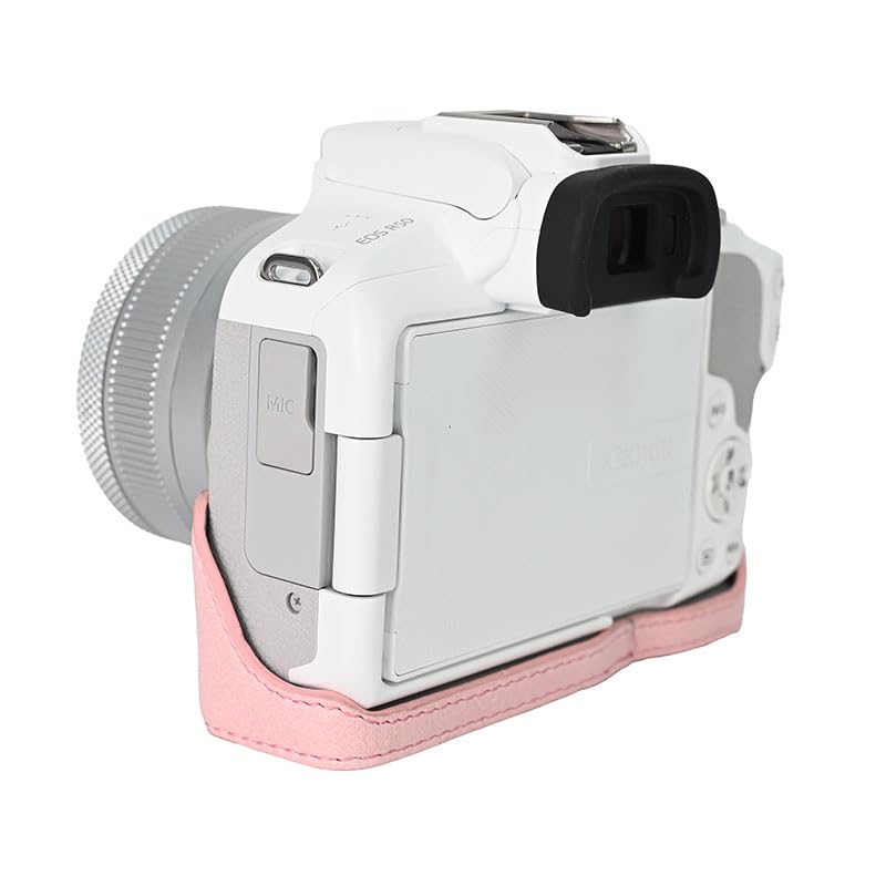 Funda de media cámara para Canon Eos R50 de cuero PU rosa miniatura 5