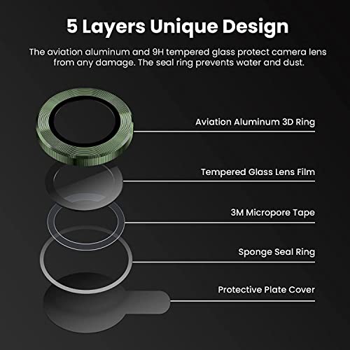 Image of CASEKOO Camera Lens Protector Compatible for iPhone 13 /13 Mini, [Anti-Scratch] Premium Tempered Glass Film Aluminum Alloy Lens Ring Cover