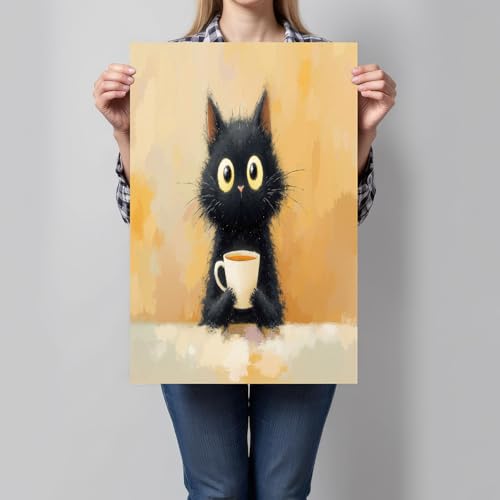 Cuadro de pared de gato vintage grande para el dormitorio o decoración de café