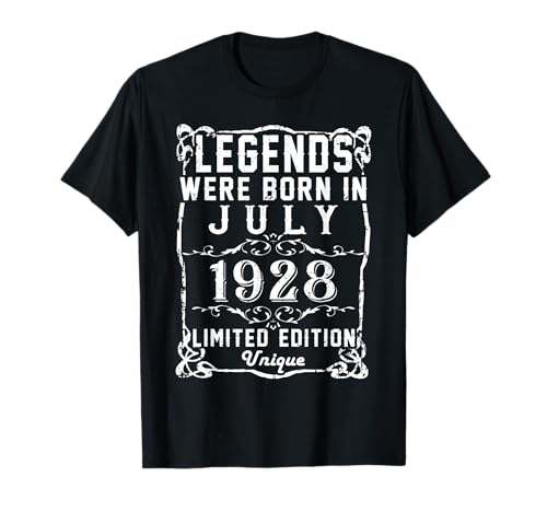 Cumpleaños Julio 1928 Edición Limitada Regalo Legend July Camiseta