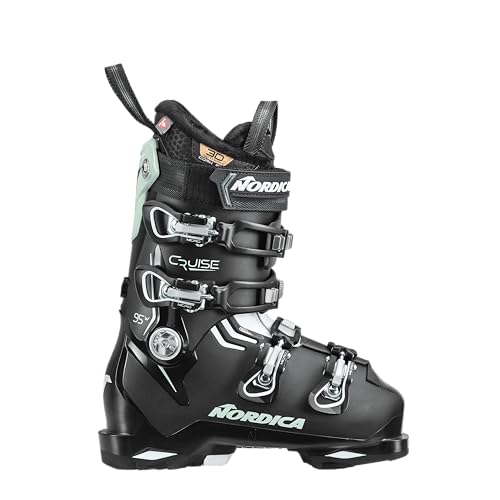 Nordica Cruise 95 W Women's Comfort Fit All Mountain Alpine Ski Boots (Black/Green/White, 26.5)