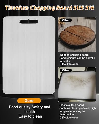 Titanium Chopping Board, S316 Stainless Steel Cutting Board, Dual-Sided Food Grade Chopping Boards for Kitchens, Meat, Bread, Vegetables & Fruit - Image 3