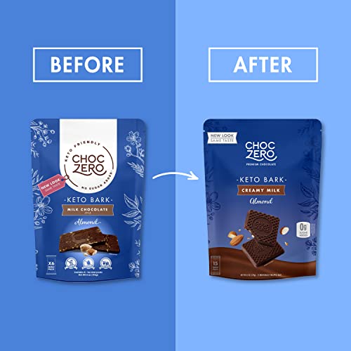 ChocZero Milk Chocolate with Almonds Keto Bark, 6 Ounce (Pack of 1)