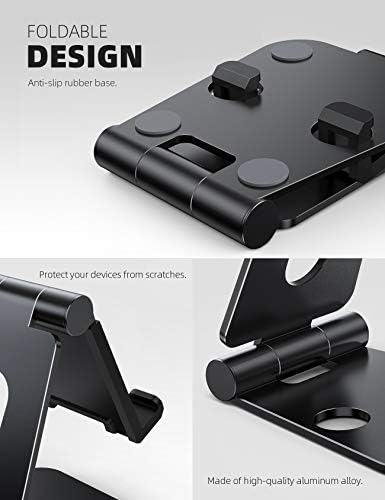 Lamicall Adjustable Tablet Stand, Foldable Tablet Holder - Universal Portable Desk Cradle Dock Compatible with 2022 New iPad Pro 9.7, 10.2, 10.5, iPad Air mini 2 3 4 5 6, Nexus, more Tablets - Black