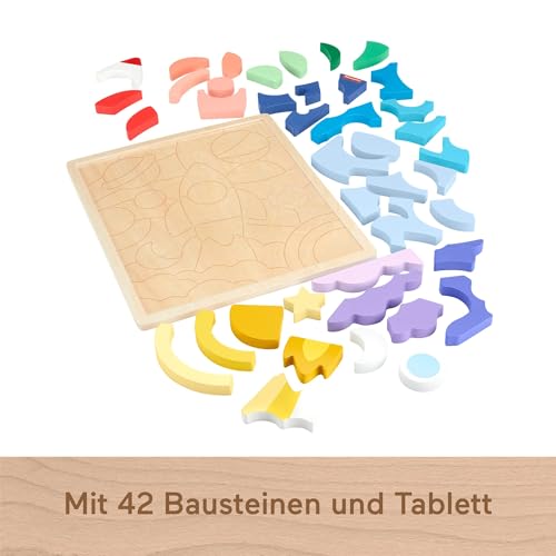 Fisher-Price Spielzeug für Kindergartenkinder Weltraum-Puzzle aus Holz mit Stapelblöcken… – Ansicht 5