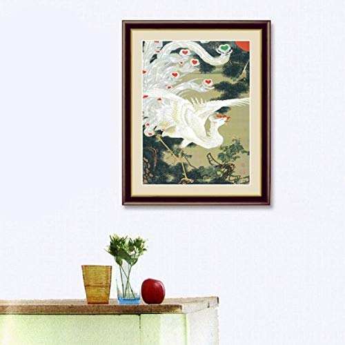 Amazon.co.jp: 伊藤若冲『老松白鳳図』高精彩工芸画+手彩 花鳥画 風景