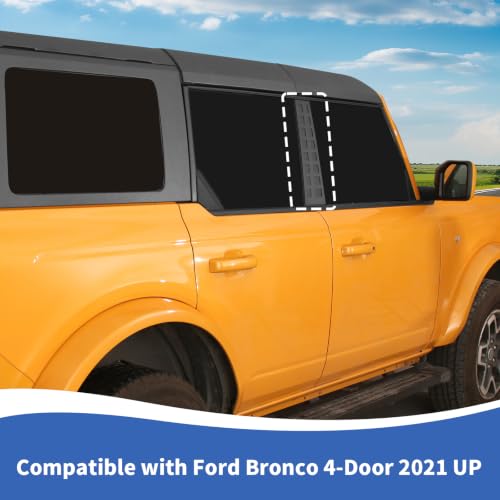 Image of RAZPOY B Pillar Post Panel Cover Fit for Ford Bronco 4-Door 2021-2026 | Aluminum Alloy Window Decal Trim, Double-sided Tape, Bronco Exterior Accessories