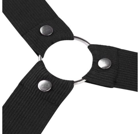 Arreio Masculino Arnês Em Elástico Preto Sado Fetiche Detalhes em Metal