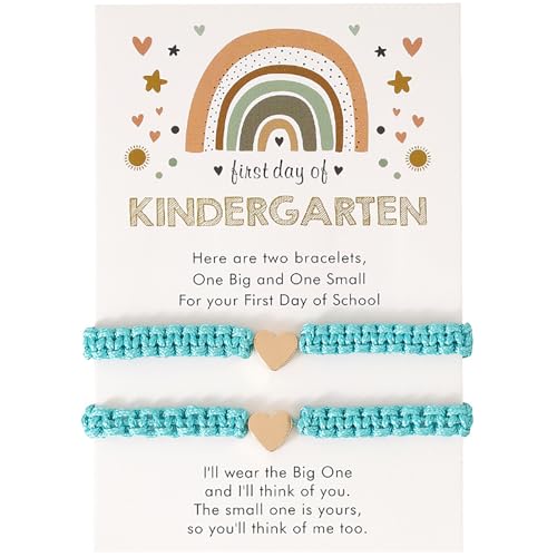 Image of First Day of Kindergarten Bracelets,First Day of School Bracelets for Mom and Daughter,Back to School Bracelet Pre-K Matching Heart Wish Adjustable Bracelet