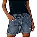 Women Jean Shorts,Jean Shorts for Women Elastic Waist Drawstring Distressed Ripped Denim Summer Hot Short Casual Fashion Stretchy Jorts