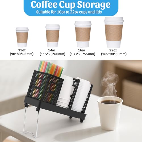 image for Honlibey Coffee Cup Dispenser with Straws Holder, Plastic Coffee Cup a