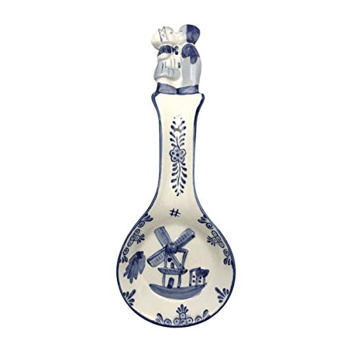 Ceramic Spoon Rests Delft Blue Kiss (8.5")