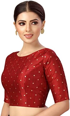 Studio Shringaar Women's Polyester Elbow Length Sleeve Pastel Tie N Dye Print Saree Blouse